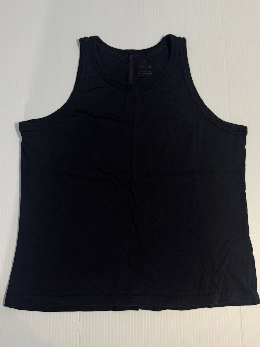 Everlane Black Organic Cotton High Neck Tank Top Medium Minimalist Clean Girl